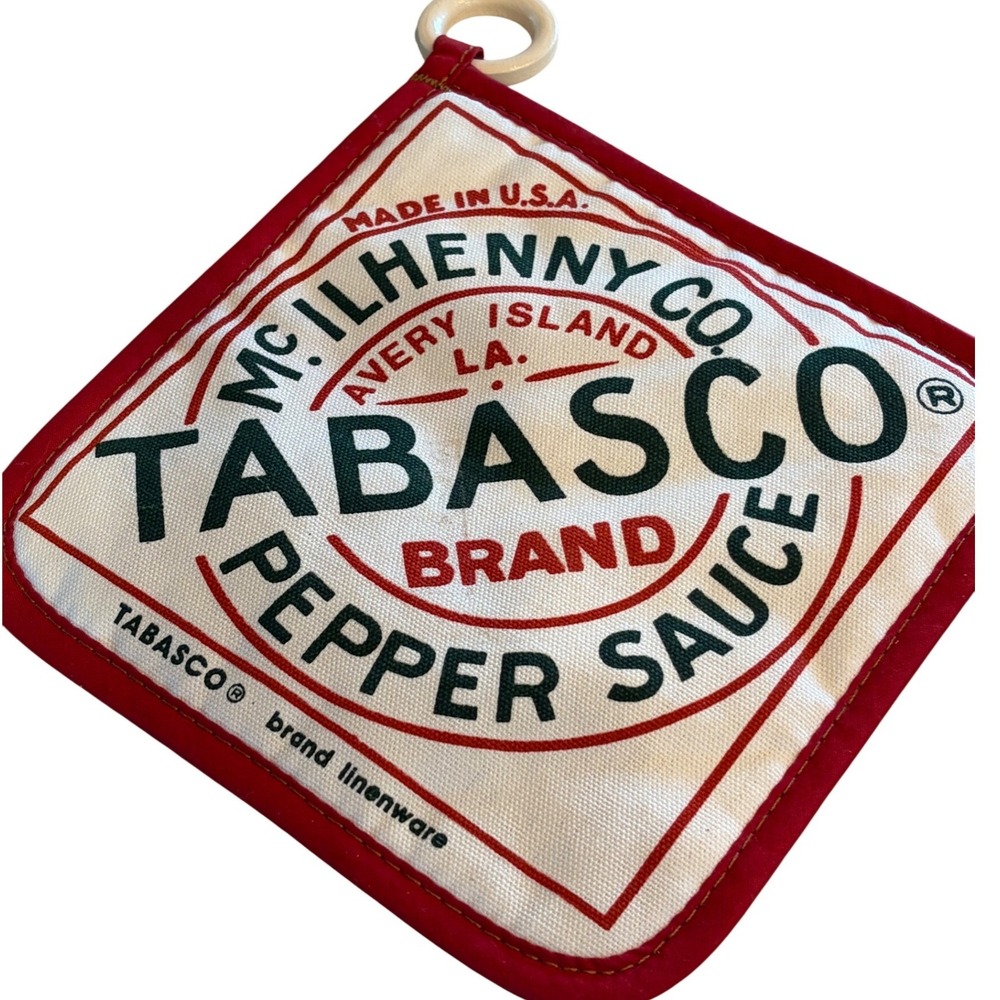 1980s Tabasco Brand Pepper Sauce Pot Holder McIlhenny Co Red White USA Made